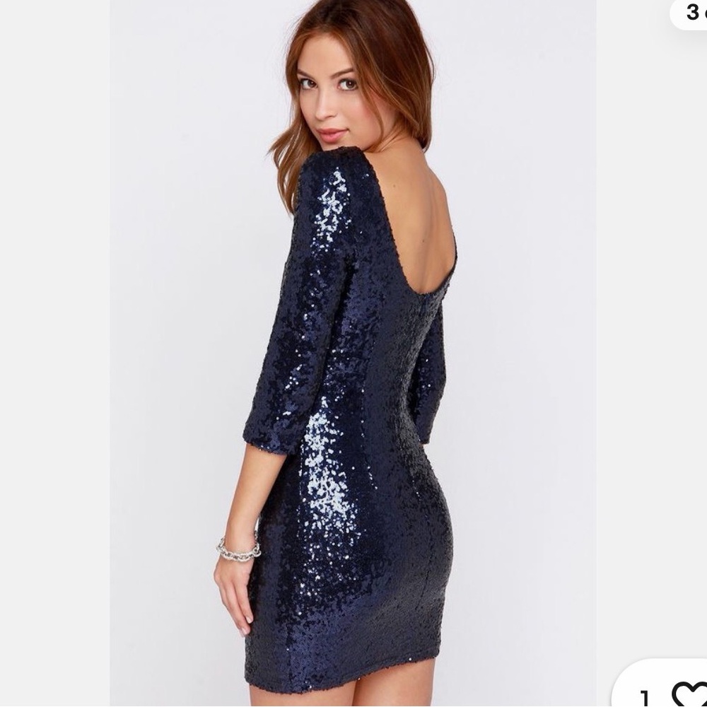 Lulu's Midnight Blue Sequin Mini Dress